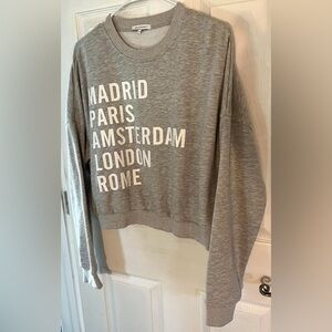 Cropped Crescent Gray Sweatshirt with White Country Names